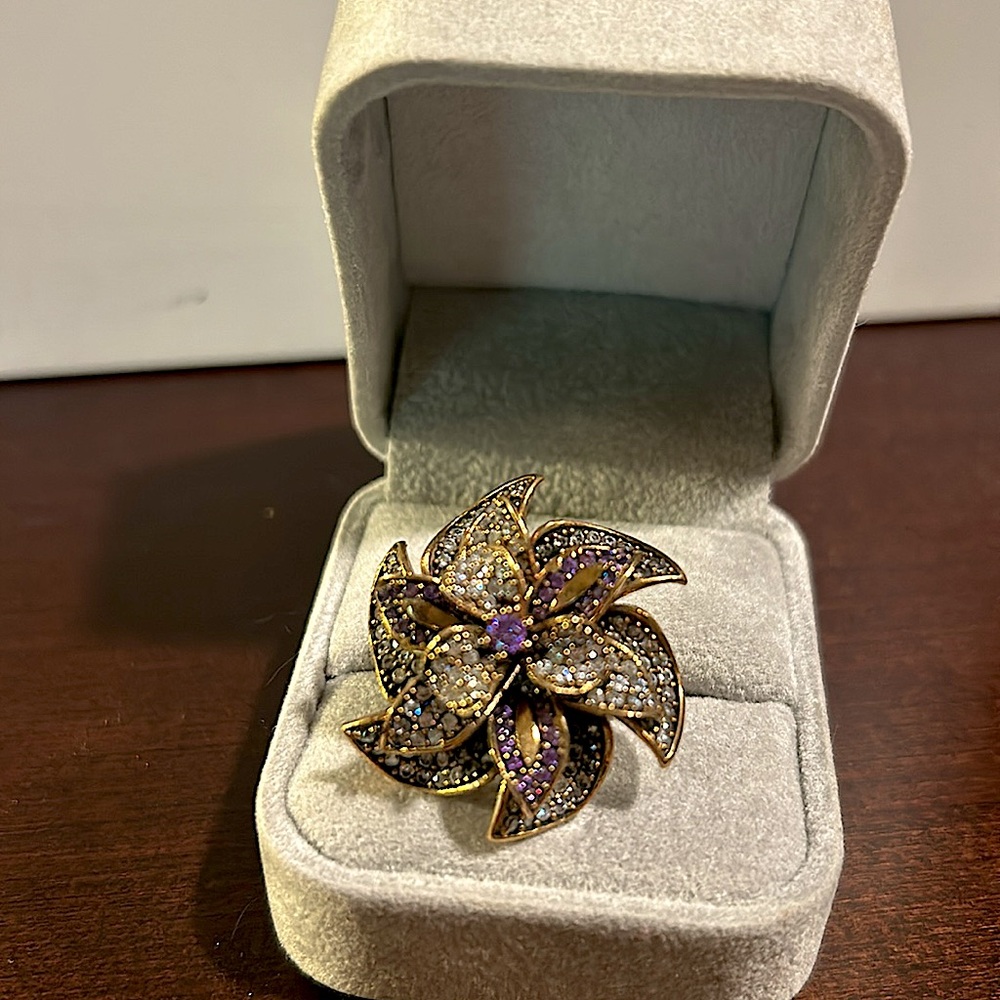 NWB Large Amethyst Sterling silver topaz ring Size 8